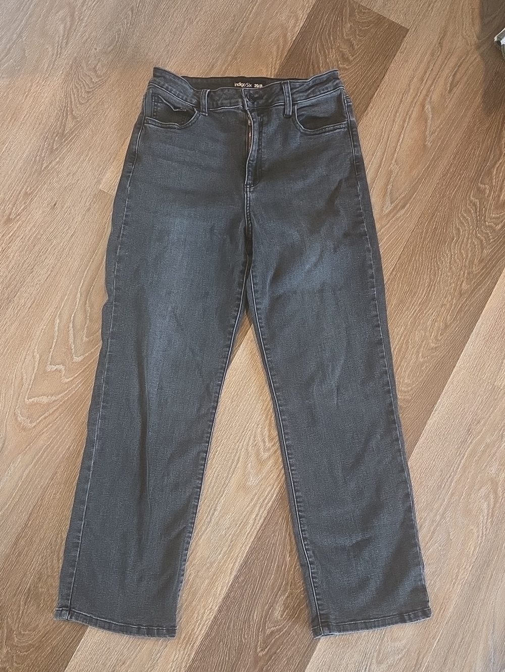 Indigo Six High-Rise Straight Leg Women's Jeans in Charcoal